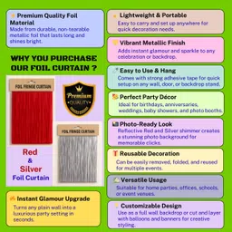 rimis Red, Silver 4 Pcs Premium Foil Curtain for Birthday, Wedding, Party Decoration & Backdrop image 4