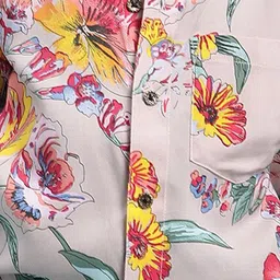 Stuffie Land Boys Peach-Coloured Smart Floral Opaque Printed Party Shirt image 2