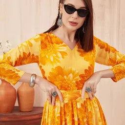 odd by chansi trendz Floral Print Georgette Stitched Flared/A-line Gown image 4