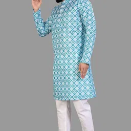 cellux Men Cotton Blend Kurta Pyjama Set image 3