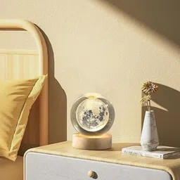 wgm Crystal Moon Sphere Lamp with Wooden Base Night Lamp image 4