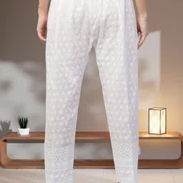 houseofcommon Women Relaxed White Cotton Blend Trousers image 2