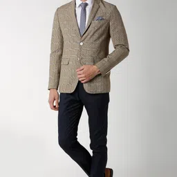 peter england Men Checkered Single Breasted Formal Blazer image 5