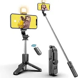 USTINE TRIPODSelfie Stick with Tripod Stand, Bluetooth WITH LIGHT for Mobile Phone l29 Tripod Kit-image-26