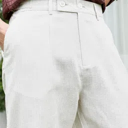 campus sutra Men Regular Fit Cream Polycotton Trousers image 5