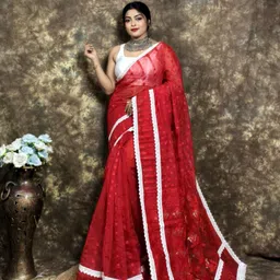 Woven Jamdani Cotton Silk Saree-image-90