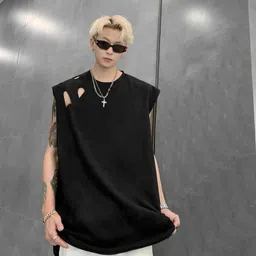 youngcash Men Solid Round Neck Cotton Blend Black T-Shirt-picture-10