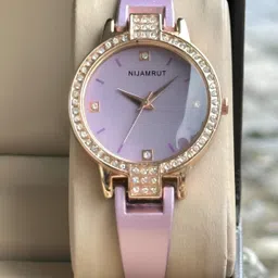 nijamrut Women's Round Dial Quartz Movement Stone Studded Metal Strap Watch |Ladies Watch Analog Watch - For Women NJW0036 image 3