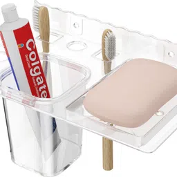 gkoxy Wall-Mounted Soap Case And Toothbrush Holder for Kitchen And Bathroom White Towel Holder-picture-13