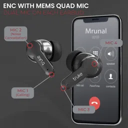 truke Buds S2 with 48H Playtime, Quad Mic ENC, Instant Slide Pairing, 20 EQ Modes Bluetooth Headset image 2