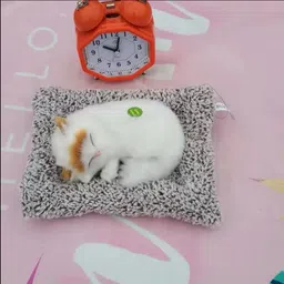 musaji Cute Sleeping Cat Plush Toy with Meow Sound, Kids Gift & Car Dashboard Accessory - 5.7 cm image 3