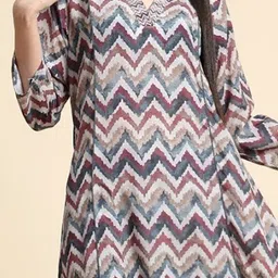 KALINI Chevron Printed A Line Kurta with Palazzos image 4