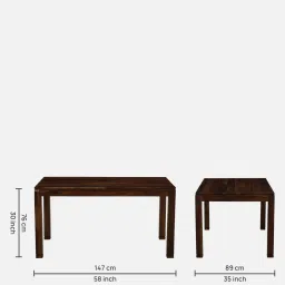 woodsworth from pepperfry Segur Sheesham Wood 6 Seater Dining Set in Scratch Resistant Provincial Teak Finish with Grey Cushion image 3