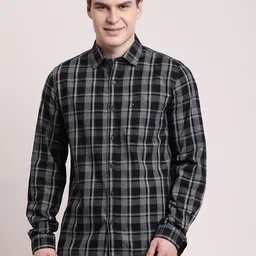 turtle Men Slim Fit Checkered Spread Collar Casual Shirt-picture-24
