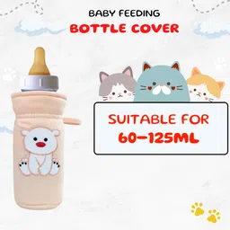 mw prints Soft Stretchable Baby Feeding Bottle|Cute Embroidered Cartoon Patch(60–125 ml) image 3