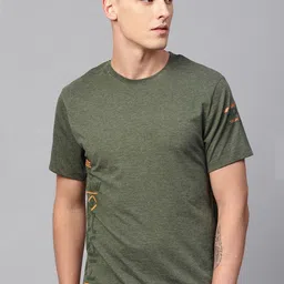 hrx by hrithik roshan Men Printed Round Neck Pure Cotton Green T-Shirt-picture-11