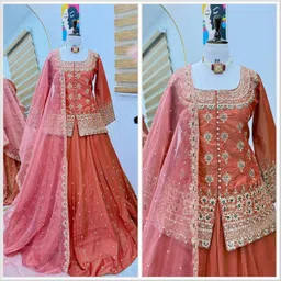 tilki Embroidered Stitched Lehenga & Crop Top image 3
