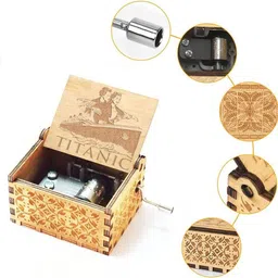 store2508 Wooden Vintage Hand Cranked Music Box – Titanic Theme Music My Heart will Go On-picture-23