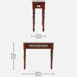 amberville from pepperfry Stafford Sheesham Wood Console Table In Scratch Resistant Honey Oak Finish image 2
