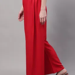 valles365 by s.c. Men Flared Red Viscose Rayon Trousers image 3