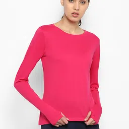 ap'pulse Women Solid Round Neck Pure Cotton Pink T-Shirt-picture-17