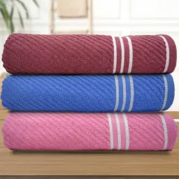 athom living Multicolor Cotton Solid 500 GSM Bath Towels (Pack of 3)-picture-37