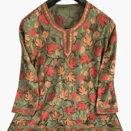 warm worth Women Embroidered Georgette A-line Kurta image 1