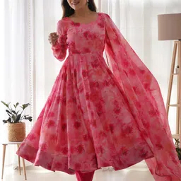 vastraangi Floral Print Georgette Stitched Anarkali Gown-picture-44