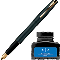 parker Frontier Matte Black GT Fountain Pen with Blue Quink Ink Bottle-picture-14