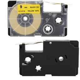 9mm Label Tape Yellow Black Ink for Casio KL Series Waterproof Fadeproof NA Paper Label-image-7