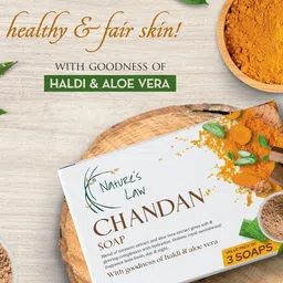 Nature's Law Chandan Set Of 3 Soap With Haldi & Aloe Vera - 125g Each image 2