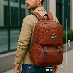 tagvin Stylish PU Leather Backpack |Travel Bag | Large Capacity | Trekking Waterproof Backpack image 4