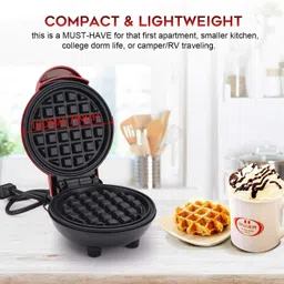 radheraj Mini Waffle Maker 4 Inch- 350 Watts: Stainless Steel Non-Stick Electric Waffle Maker image 3