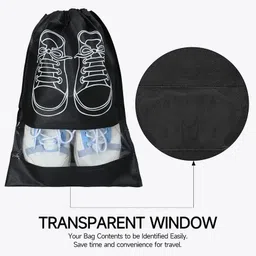 adorex Travel Shoe Bag Shoe Pouch for Travelling Pack of 4 Polyester Black Flat Shoe Cover, Toes Shoe Cover image 4