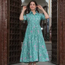 Women Printed Viscose Rayon Anarkali Kurta-image-3