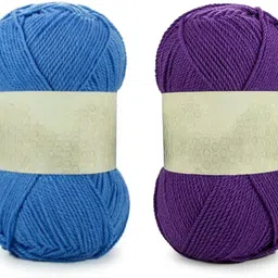 waaome Sky Blue And Purple Wool 200 Gram 100x2 Hand Knitting Art Craft Soft Yarn (WA39)-picture-26