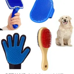 hachiko Best Quality Imported (Combo of 4) Dog Needs High Quality Hair Brush + Slicker + Gloves + Bath Gloves Bath Scrub Gloves for Cleaning Washing for All Pets Dog, Cat, Rabbit, Hamster Plain/ Bristle Brushes for Dog, Cat, Rabbit, Hamster-picture-10