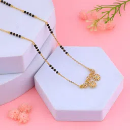 maira 925 Sterling Silver 18k Gold Plated Black Mani Mangalsutra for Women Sterling Silver Mangalsutra image 1