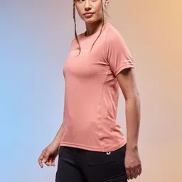 technosport Women Typography Round Neck Polyester Orange T-Shirt image 3