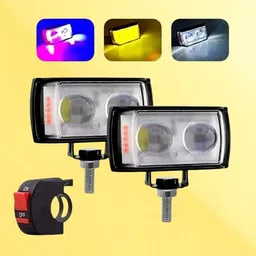 houseofcommon Mini Double Lens Fog Light with yellow & White Fleshing Light(RED & Blue DRL)AP Fog Lamp Motorbike LED (12 V, 40 W)-picture-33