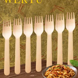 wektu Generic Wooden Fork/Food Grade/Smooth Edge/100PC/06 Disposable Wooden Dinner Fork Set-picture-18