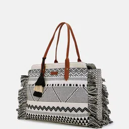 Maisha Ethnic Motifs Printed Structured Shoulder Bag with Fringed image 4