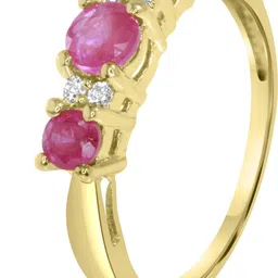 drk jewels RUBY AND MOISSANNITE DIAMOND RING IN SILVER MATERIAL GOLD FINISH Silver Moissanite Gold Plated Ring image 2