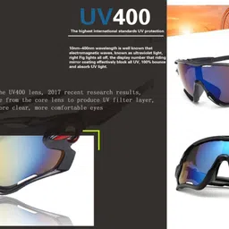 huvora UV Protection, Mirrored, Riding Glasses Wrap-around Sunglasses (Free Size) image 4