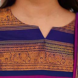 vastrahaar Women Solid Cotton Silk Ethnic Dress With Attached Dupatta image 4