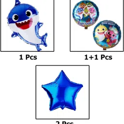 fundots Printed Baby Shark Theme Birthday Decoration For Kids Party Decoration Kit Combo Pack Balloon image 2
