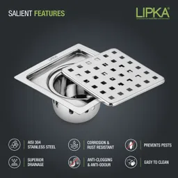 lipka Floor Stainless Steel Push Down Strainer image 3