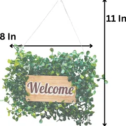 akaar Wooden Welcome Wall Hanging for Office / Home Decor- Welcome Wooden With Foliage image 2