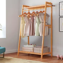 ada handicraft Wood Floor Cloth Dryer Stand Multipurpose Coat Hanger Stand for Home With Rack for Storage & Clothes Stand image 5