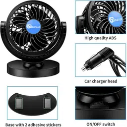 selifaur Single Head 360 Degree High Speed Car Dashboard Fan - 3 Series Car Interior Fan image 3